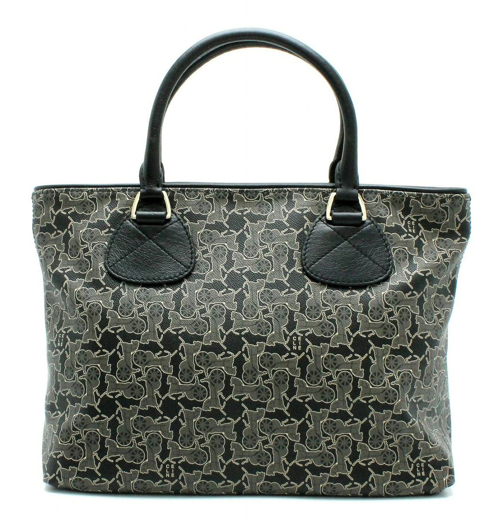 Celine Handbag Tote Bag Leather Black Gray